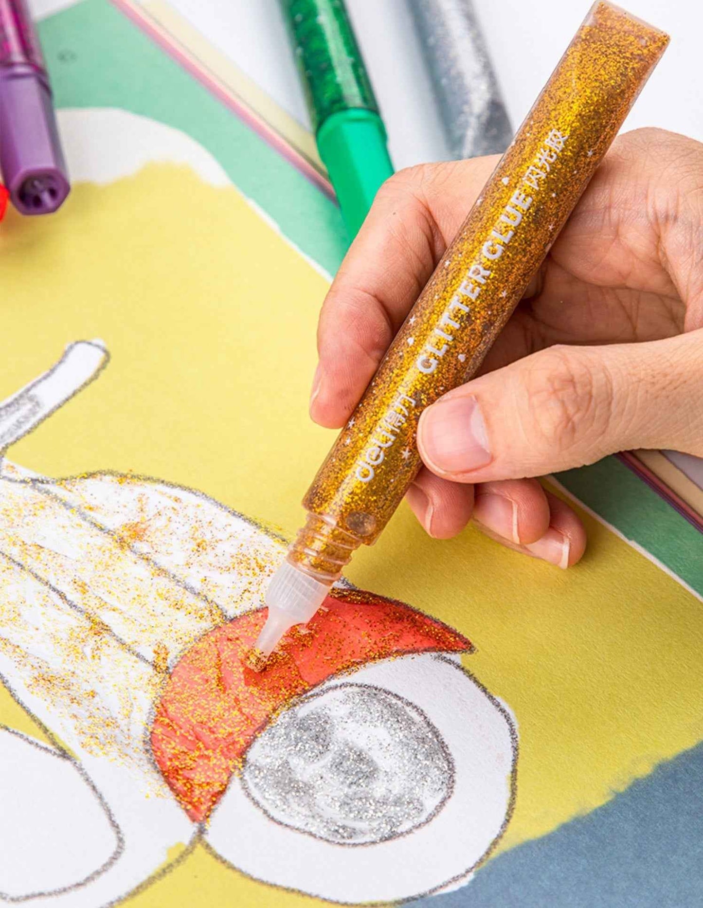 DELI 12 Color Glitter Glue Stick Pens Set 12ml