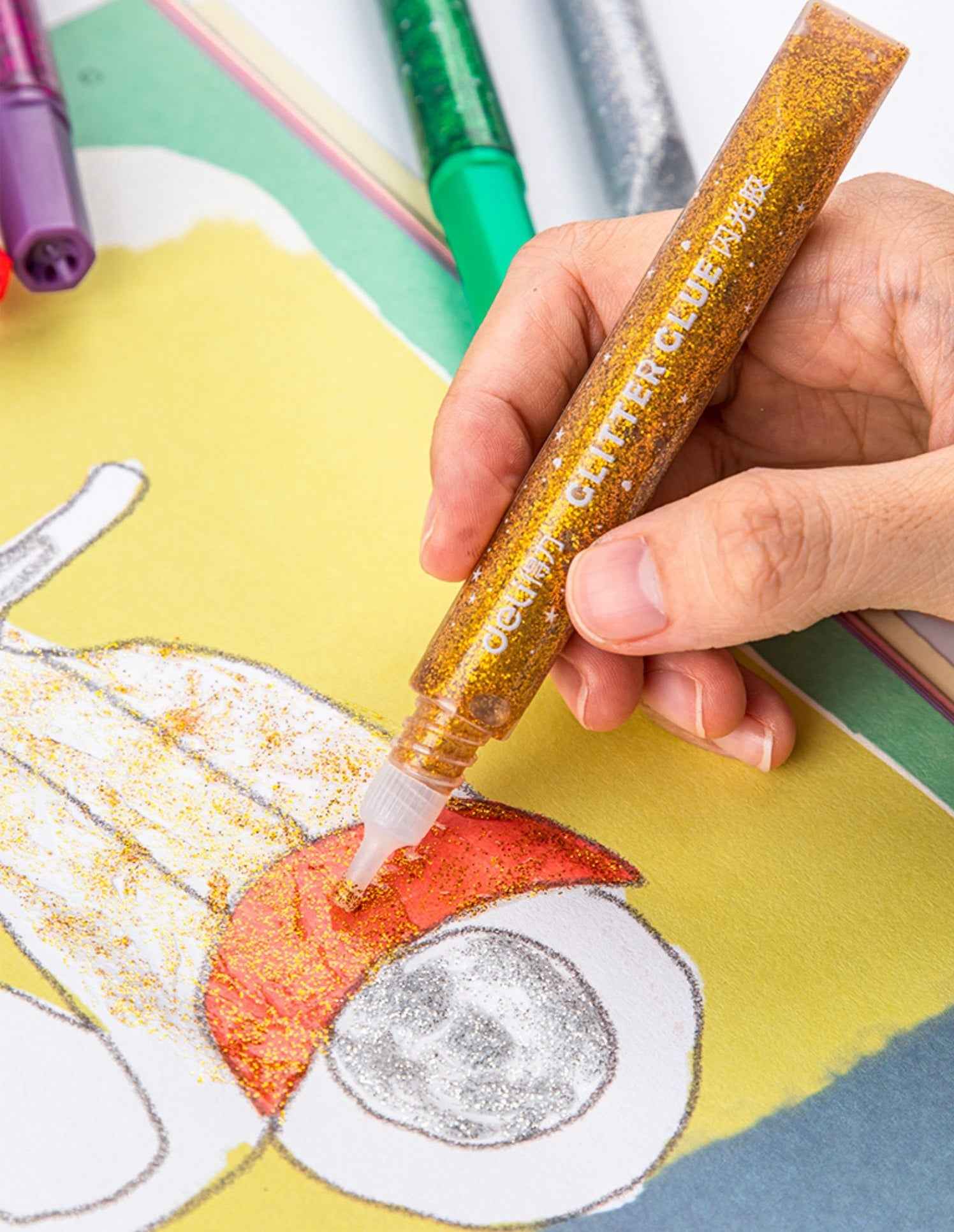 DELI 12 Color Glitter Glue Stick Pens Set 12ml