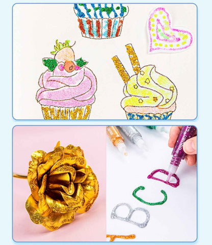 DELI 12 Color Glitter Glue Stick Pens Set 12ml