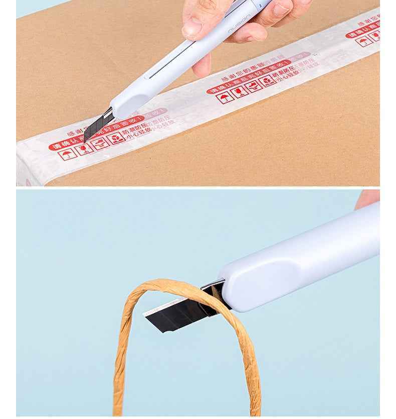 Deli Utility Knife Auto-Lock Box Cutter with Silicone Lanyard 4 Pack