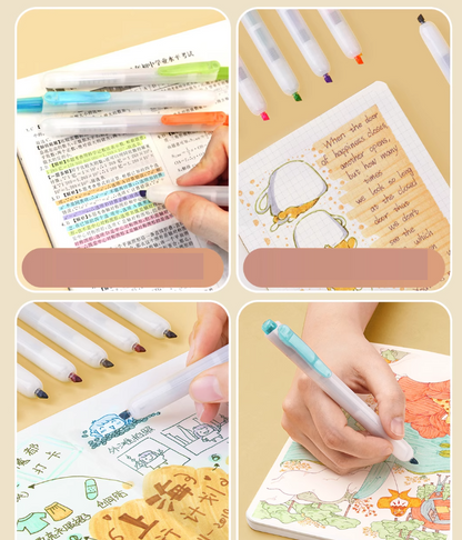 DIANSHI Retractable Highlighters 6 Assorted Colors with Refills