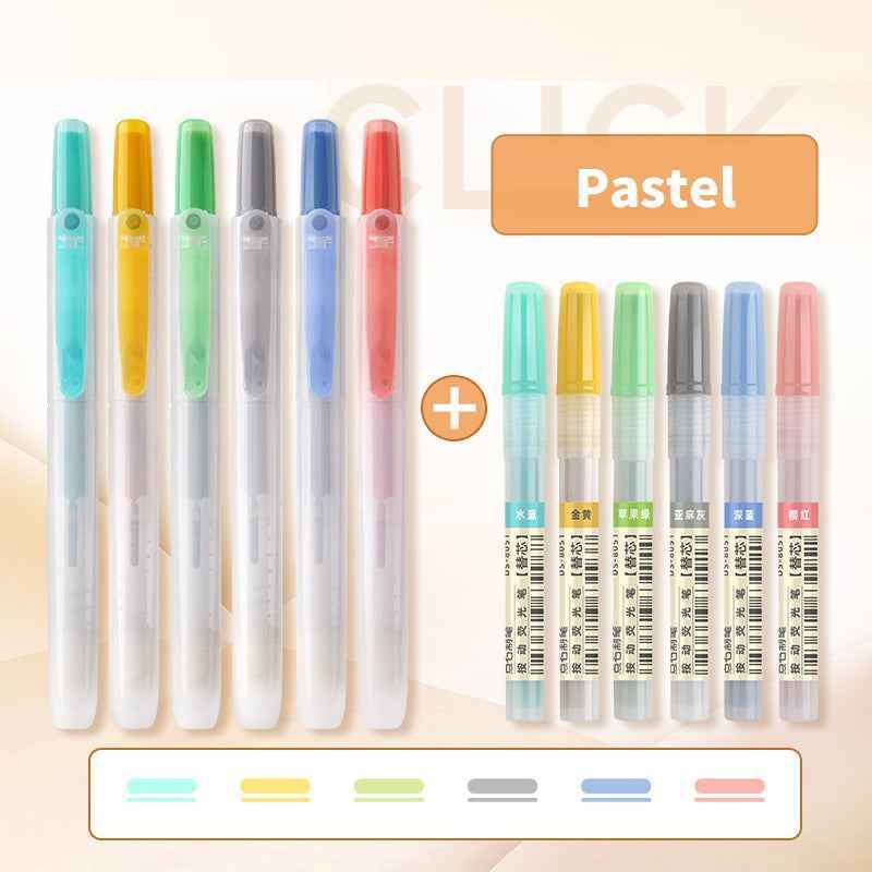 DIANSHI Retractable Highlighters 6 Assorted Colors with Refills