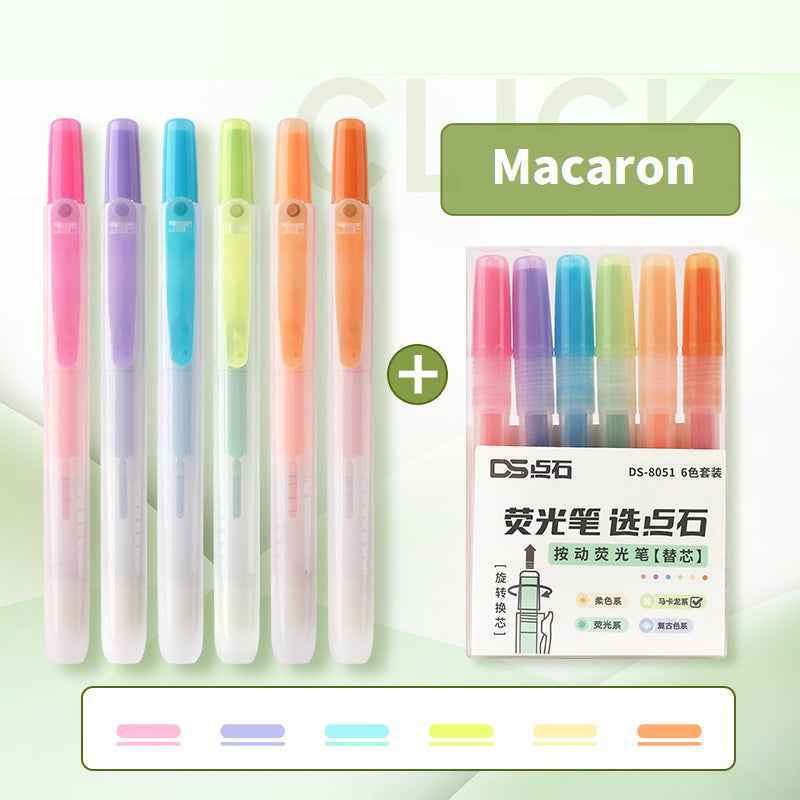 DIANSHI Retractable Highlighters 6 Assorted Colors with Refills