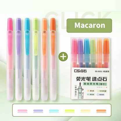 DIANSHI Retractable Highlighters 6 Assorted Colors with Refills