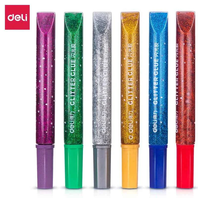 DELI 12 Color Glitter Glue Stick Pens Set 12ml