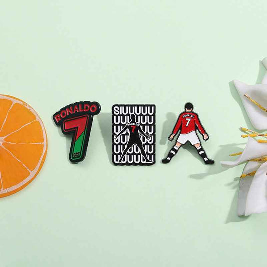 CR7 Ronaldo Football Enamel Pin | Festive Gift for Fans