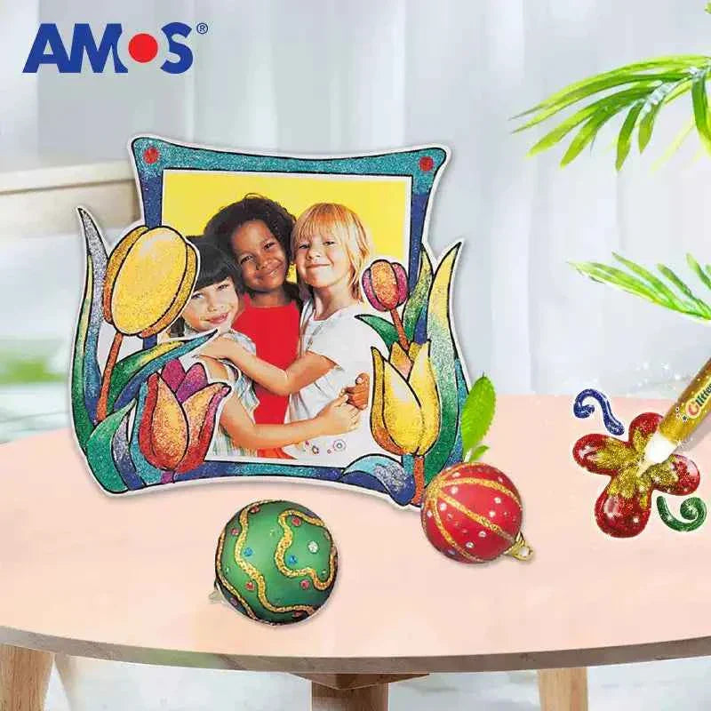 AMOS Classic Glitter Glue, 5/10 Colour Set