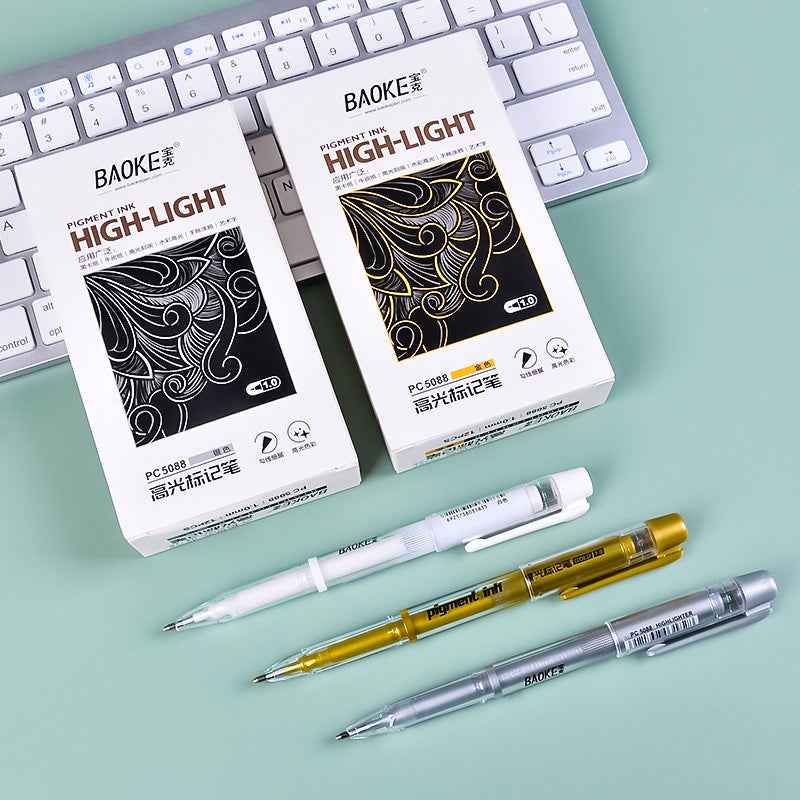 BAOKE PC-5088 Pigment Ink Gold/Silver/White Gel Pens 1.0mm