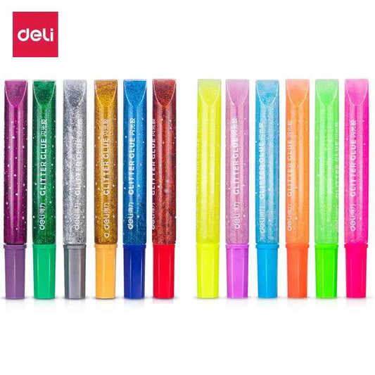 DELI 12 Color Glitter Glue Stick Pens Set 12ml