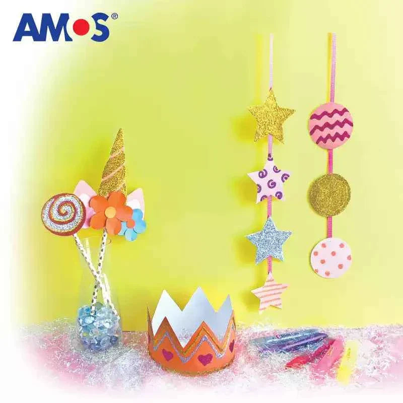 AMOS Classic Glitter Glue, 5/10 Colour Set