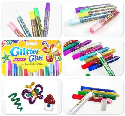 AMOS Classic Glitter Glue, 5/10 Colour Set