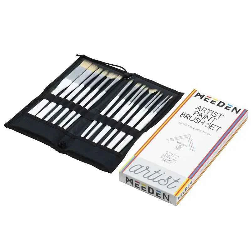 MEEDEN Artist Acrylic Paint Brushes 15 Piece with Carry Case