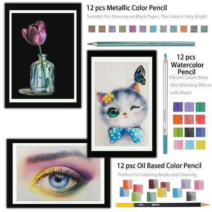 KALOUR 83 Piece Art Drawing Supplies Colored Sketching Pencils Set - TTpen