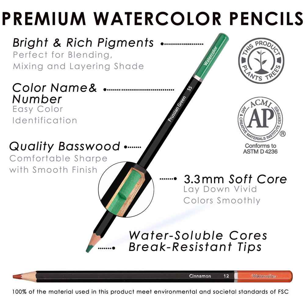 KALOUR 72 Watercolor Pencils Professional Art Drawing Pencil Set - TTpen