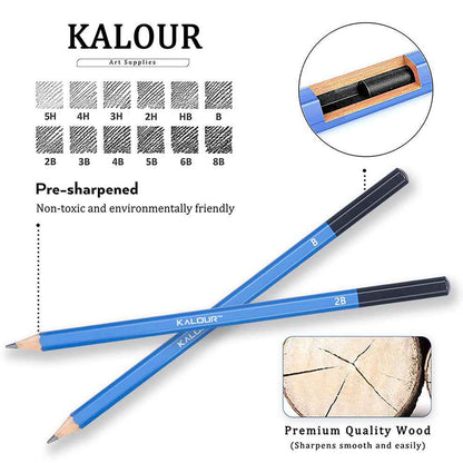 KALOUR 12 Pieces Professional Drawing Sketching Graphite Pencils Set - TTpen