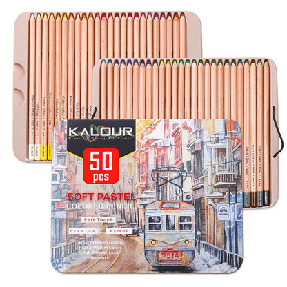 KALOUR 50 Soft Pastel Colored Art Drawing Pencils Set - TTpen