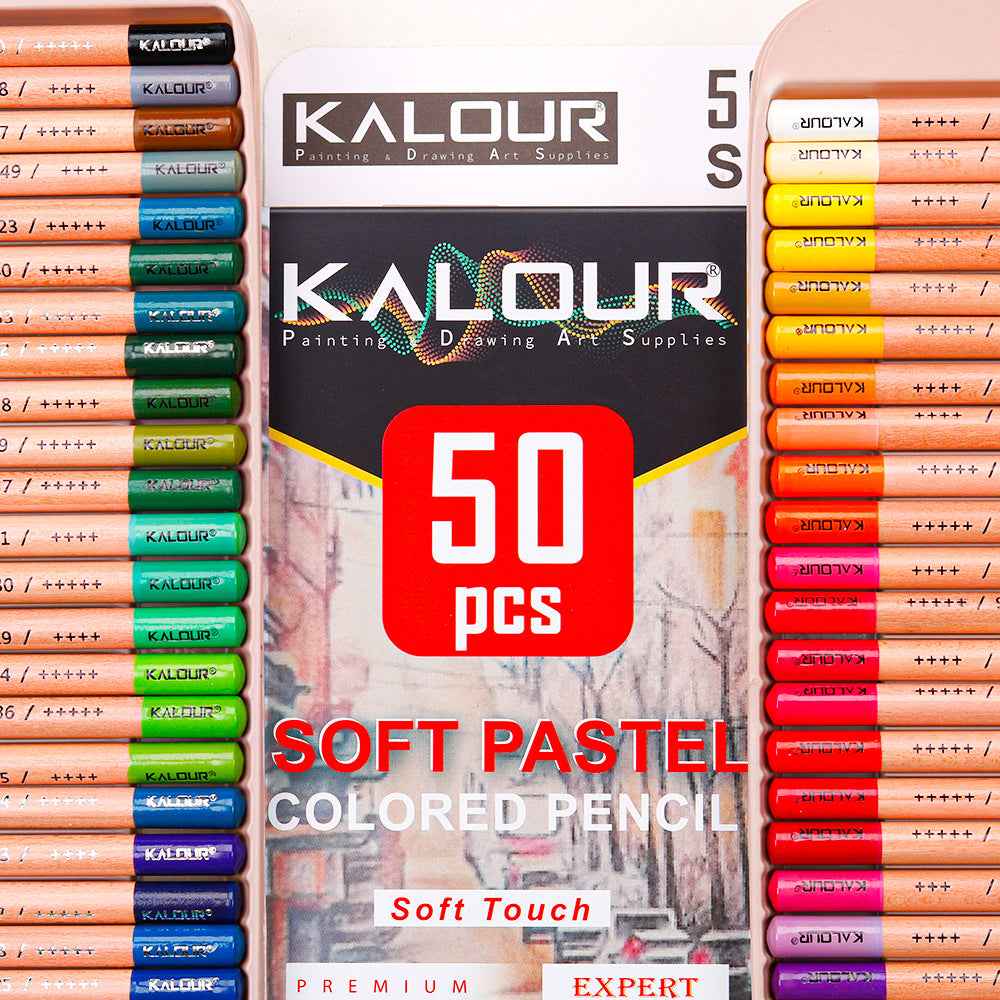 KALOUR 50 Soft Pastel Colored Art Drawing Pencils Set - TTpen