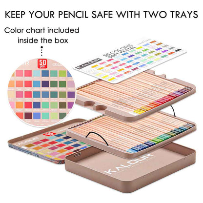 KALOUR 50 Soft Pastel Colored Art Drawing Pencils Set - TTpen