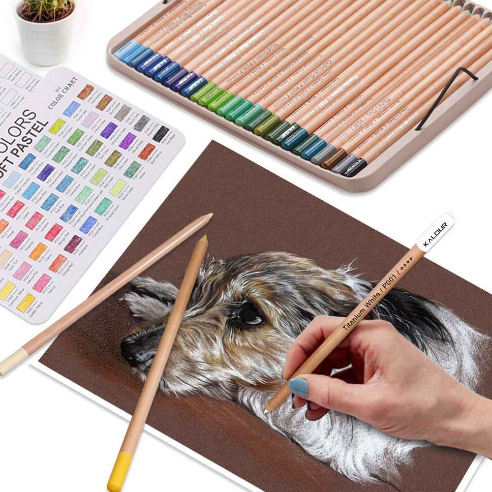 KALOUR 50 Soft Pastel Colored Art Drawing Pencils Set - TTpen