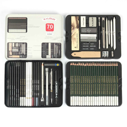 KALOUR 70 Pack Art Supplies Sketching Drawing Pencils Set Tin Box - TTpen