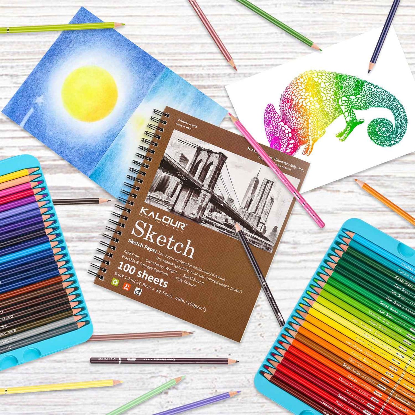 KALOUR Sketchpad 9X12" Inch (68lb/100g),100 Sheets Paper(2 Pack)